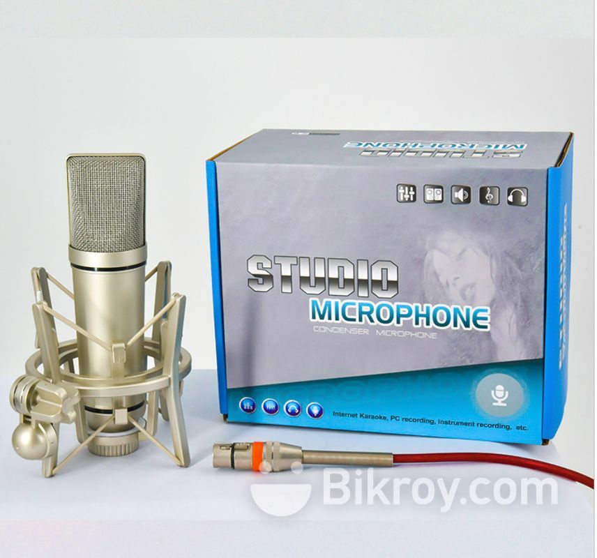 U87 Microphone Voice Microphone Condenser Microphone Live Microphone for Live/Show, White