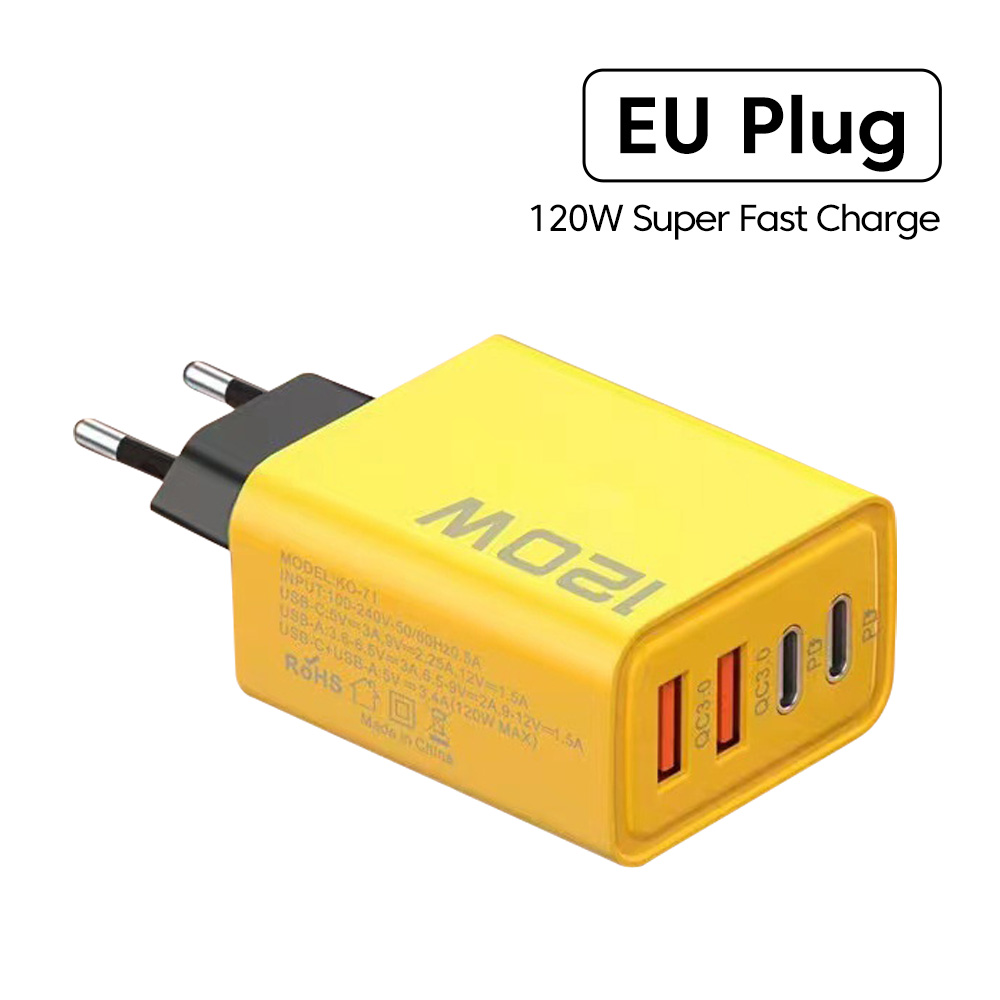4 Ports 120W Fast Charger USB Type C PD Fast Charging Adapter Quick Charge 3.0 for iPhone 13 12 Xiaomi Huawei Samsung