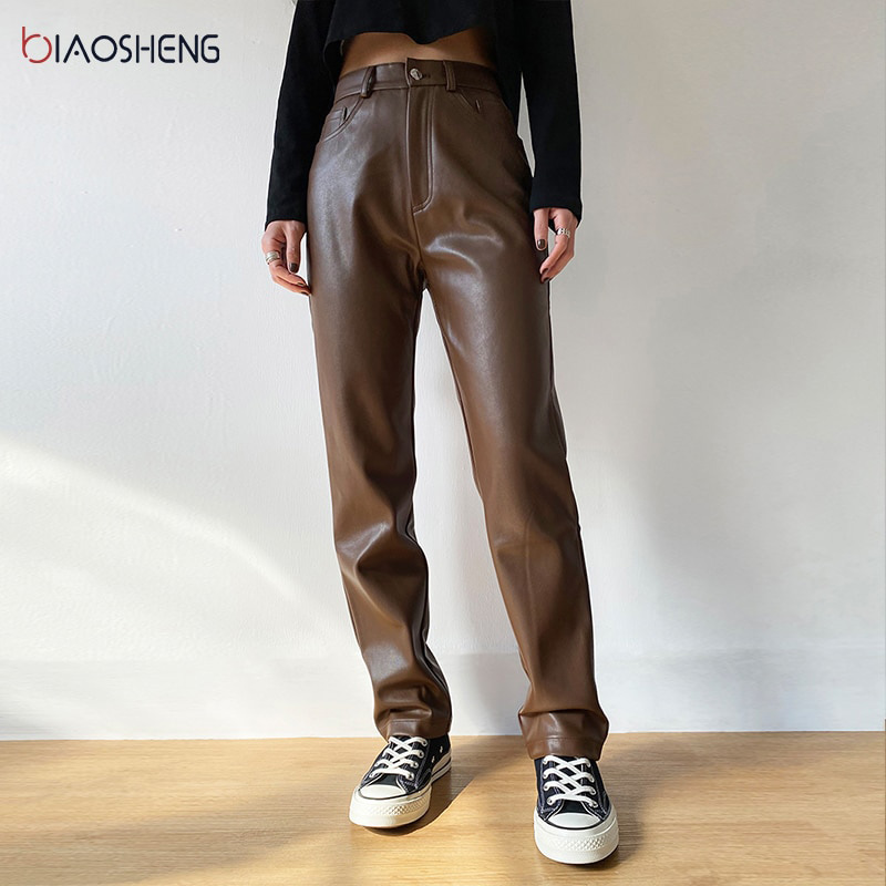 Faux PU Leather Pants For Women Trouser 