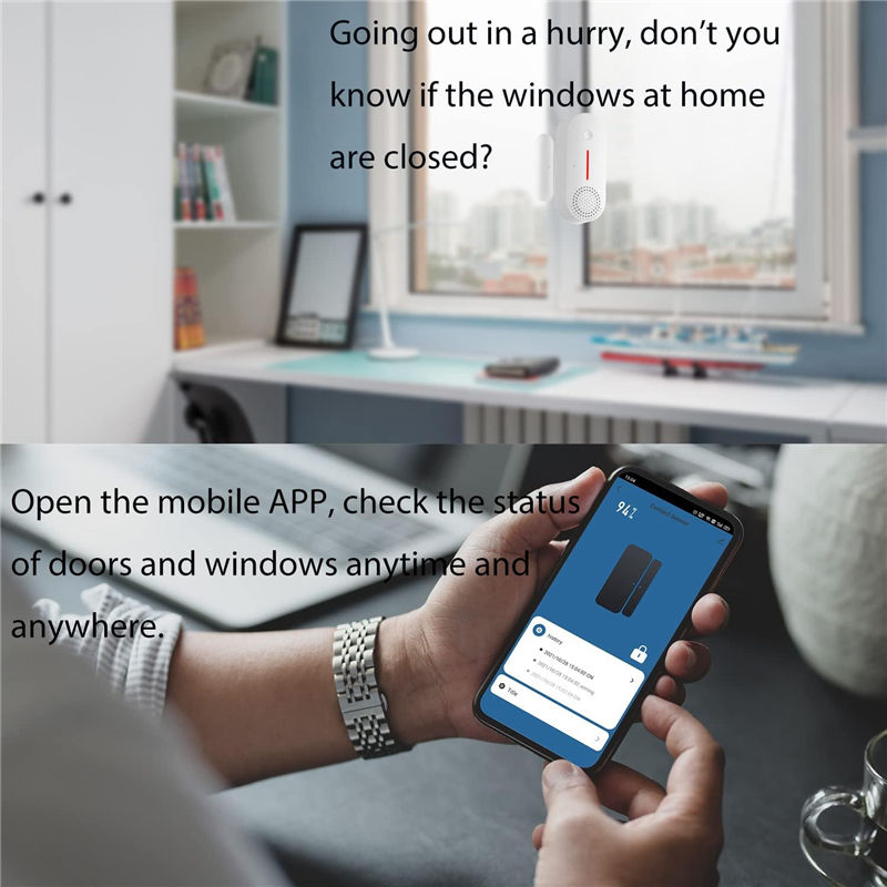 1 PCS WIfi Alarm Wireless Magnetic Door Window Sensor Window and Door Alarms Door Chimes When Door Opens Tuya Smart Devices. 
