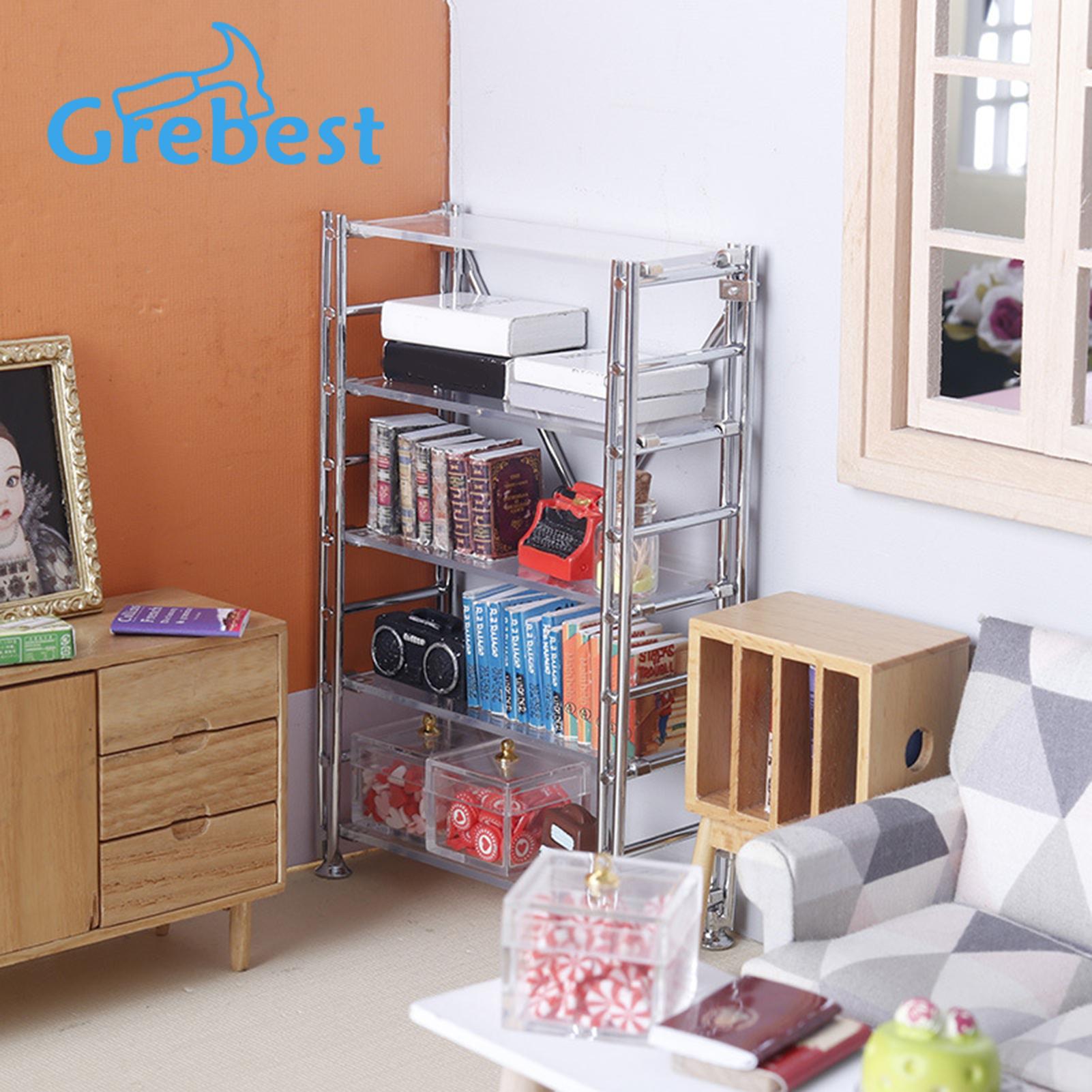 Miniature Bookshelf Miniature Dollhouse Storage Display Shelf Exquisite 1 12 Scale Rack for Decoration less Than Dollhouse Rack