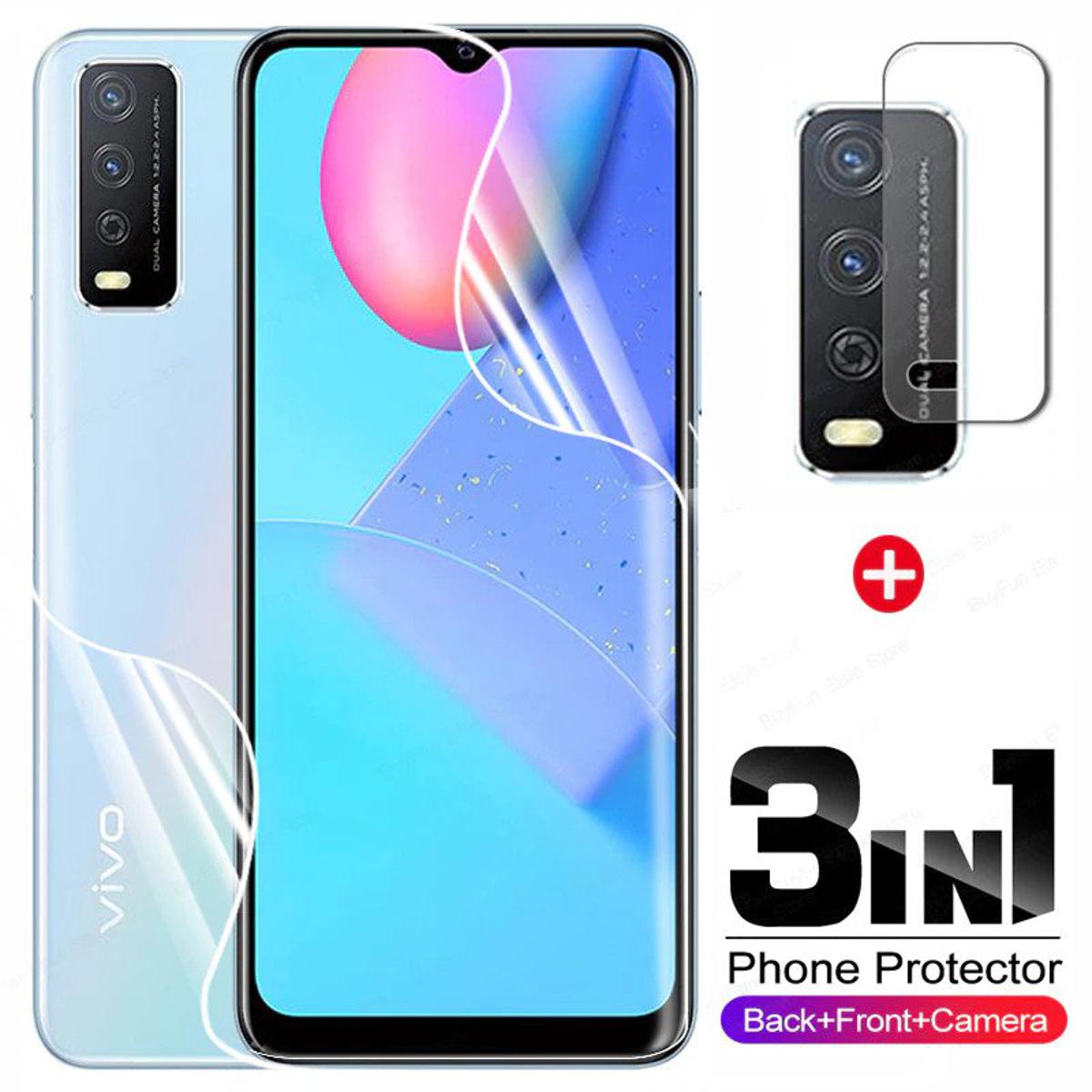 Vivo Y12s 3-in-1 Combo Pack (Full Screen Protector Ceramic Matte +Camera Lens Protector +Back Poly) (Not Glass)