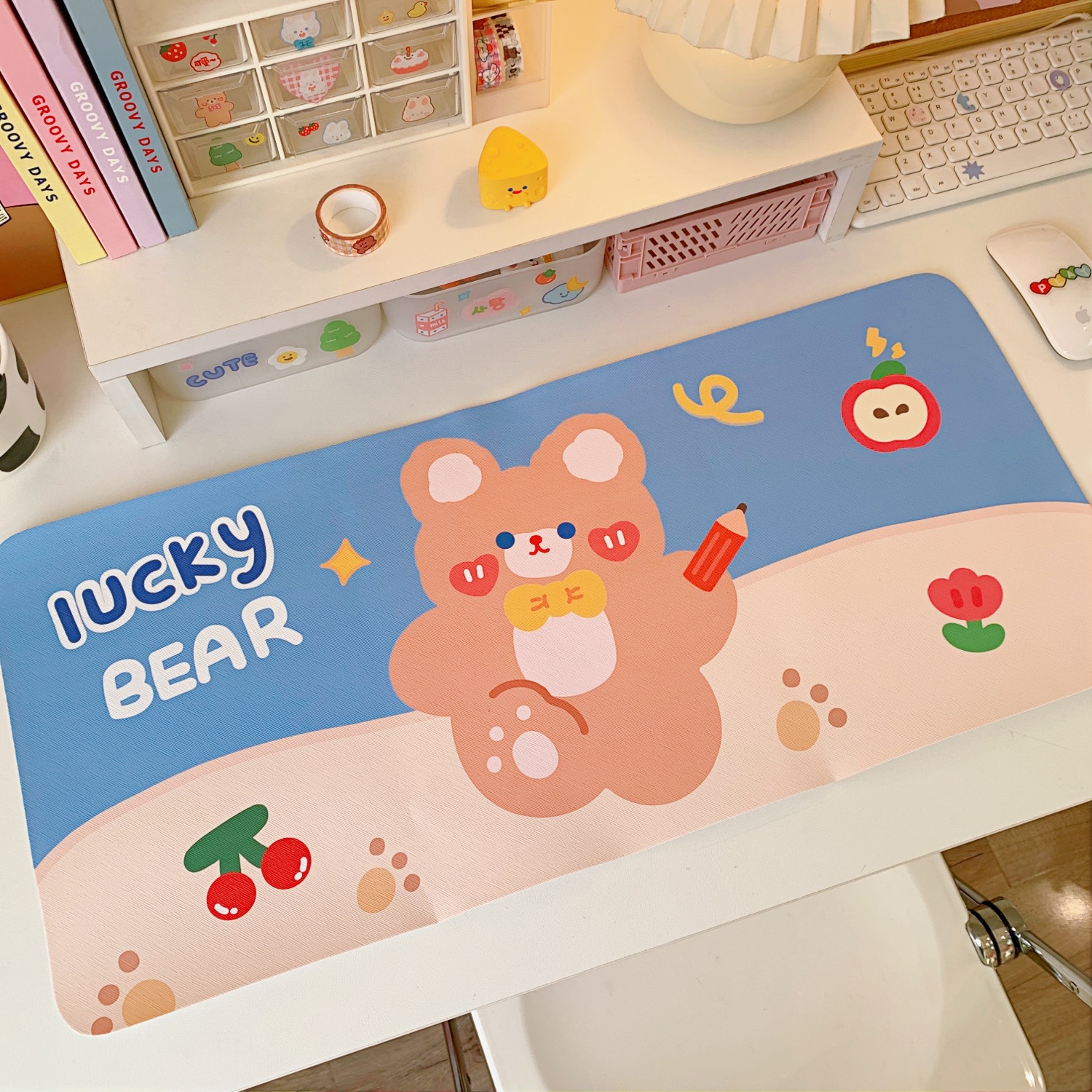 Cartoon soft cute bear rabbit table mat student dormitory mouse pad computer keyboard mat table mat desk decoration female. 