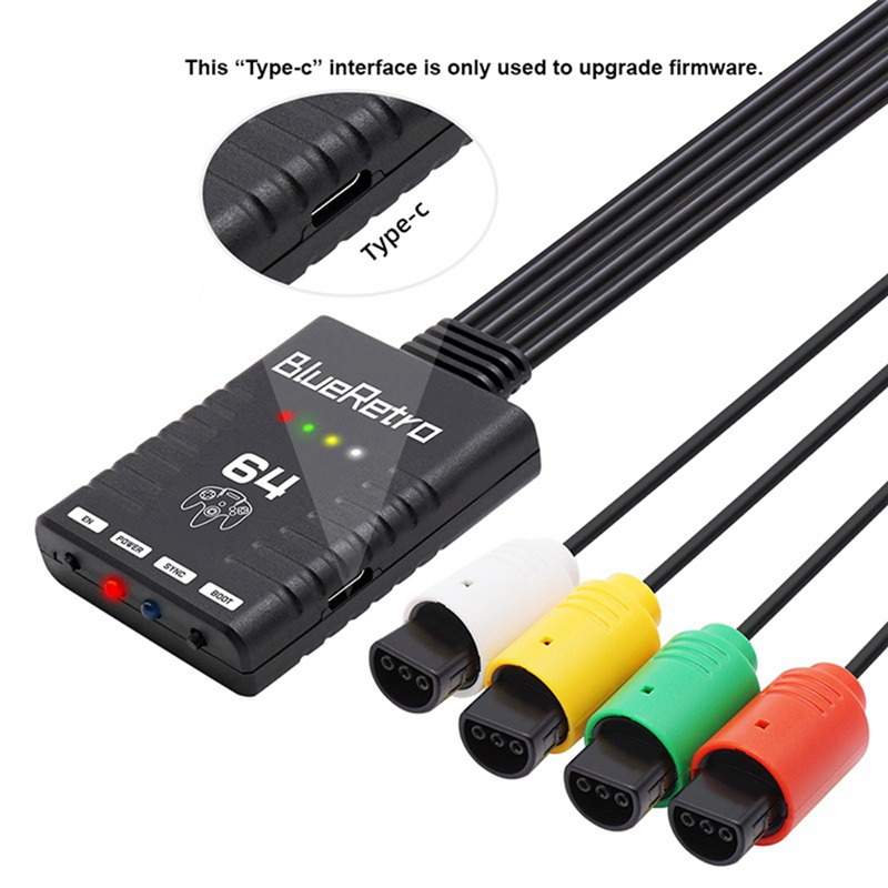 Bluetooth Wireless Game Controller Adapter for Nintendo 64 N64 Console Support Up to Four Wireless Game Controller. 