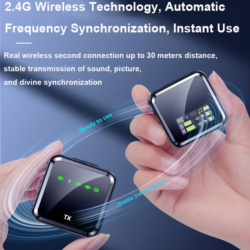 Kablosuz yaka mikrofonu sistemi Bluetooth ses Video ses kayıt Mic iPhone Android cep telefonu röportaj kamera. 
