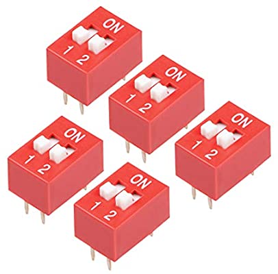 3Pcs- 2 Position DIP Switches 2.54mm Pitch Horizontal DIP Switch Two Positions Piano Type Dial DIP Slide Switch For Electronics Circuit PCB. 
