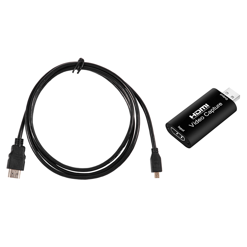 1 Pcs 1.5M Mini HDMI to HDMI Cable & 1 Pcs Audio Video Capture Cards HDMI to USB 2.0 1080P 4K Record Via DSLR Camcorder. 