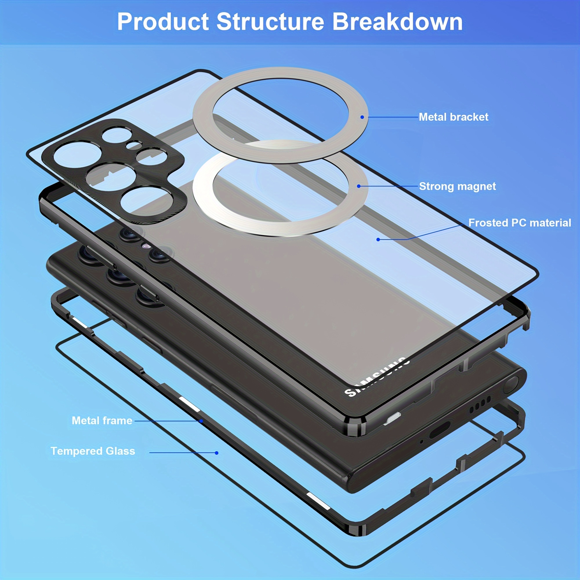 Protective Case For Samsung S22 Ultra/S23 Ultra, Full Body 360 Protector Cover Front Back Phone Case,with Lens Protection And Screen Protection,with Magnetic And Support Wireless Charging. 