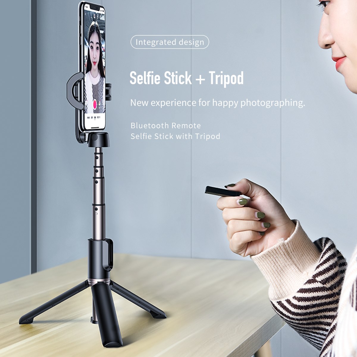 ROCK RPH0882 Bluetooth Mini Selfie Stick with Tripod. 