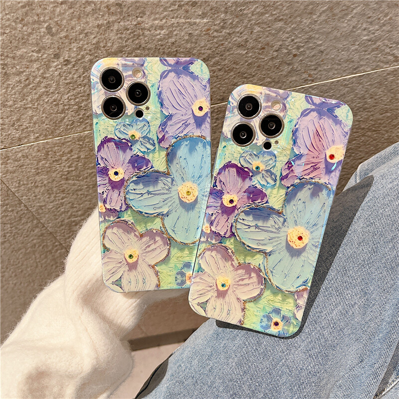 New Phone Case For Realme C53 Cover Soft Blue Light Oil Painting Flower Silicone Anti Shock For Realme C53 Case. 