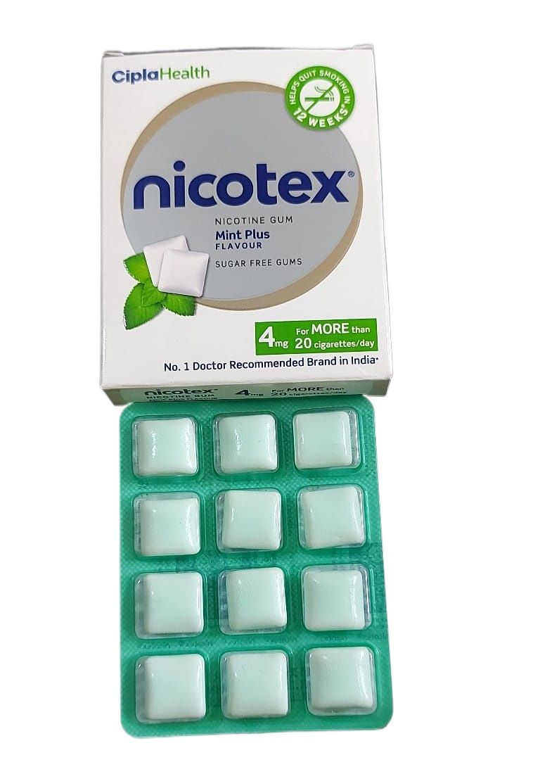 Nicotex Anti Nicotine Chewing gum Mint Plus Flavour 4mg 1Box 12pcs INDIAN. 