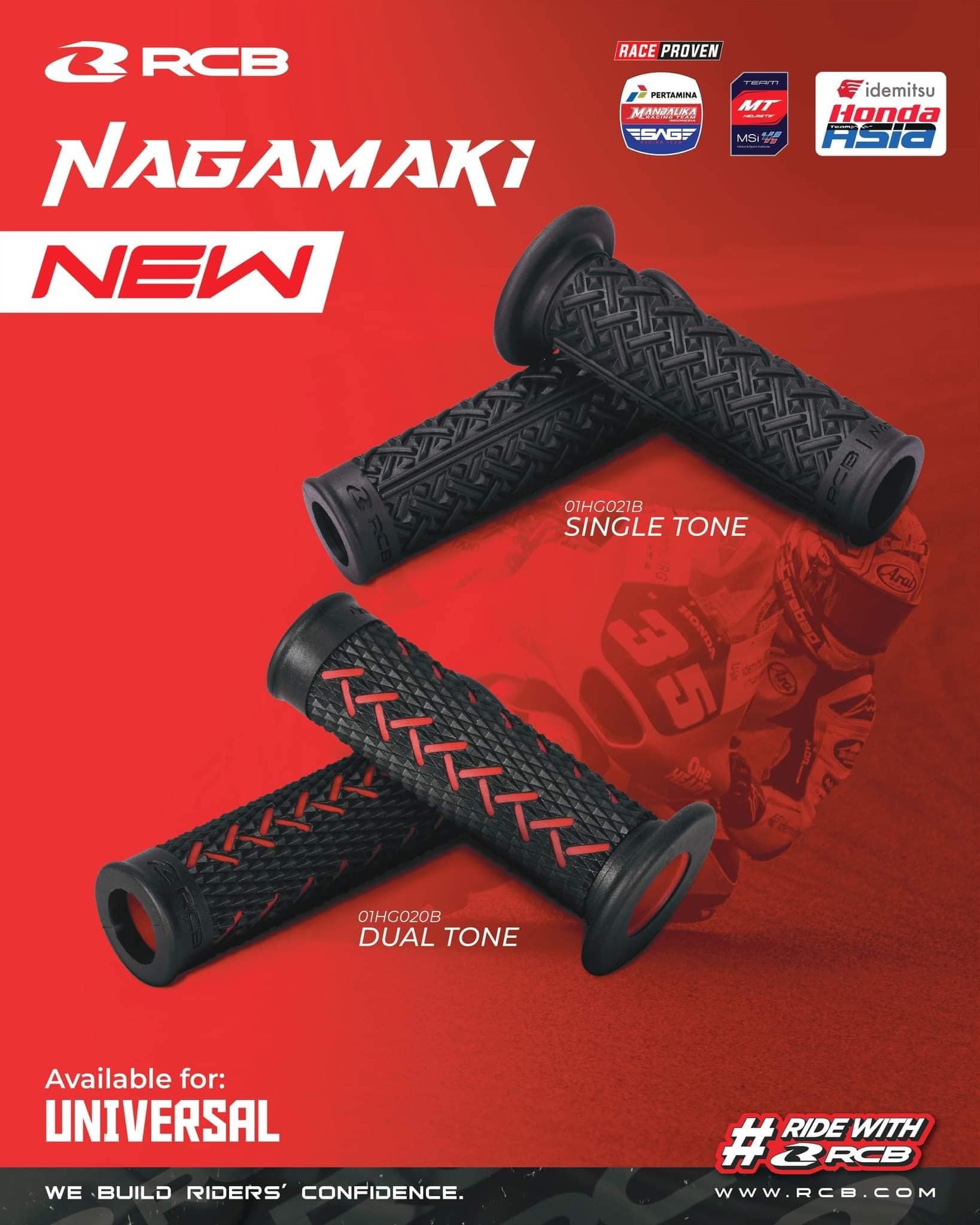 RCB NAGAMAKI GRIP SAMURAI INSPIRED DESIGN VIBRATION ABSORPTION DURABLE SINGLE & DUAL TONE GRIP 1 PAIR. 