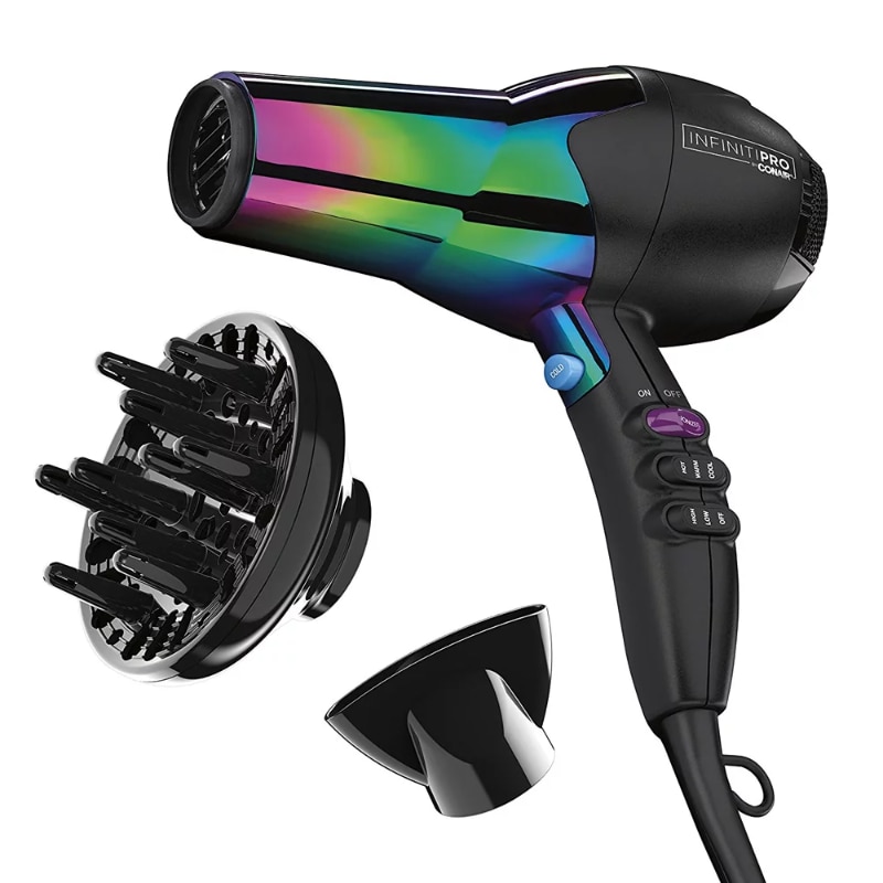 InfinitiPRO by Conair Ionic Hair Dryers, Rainbow with Concentrator and Diffuser 490R. 