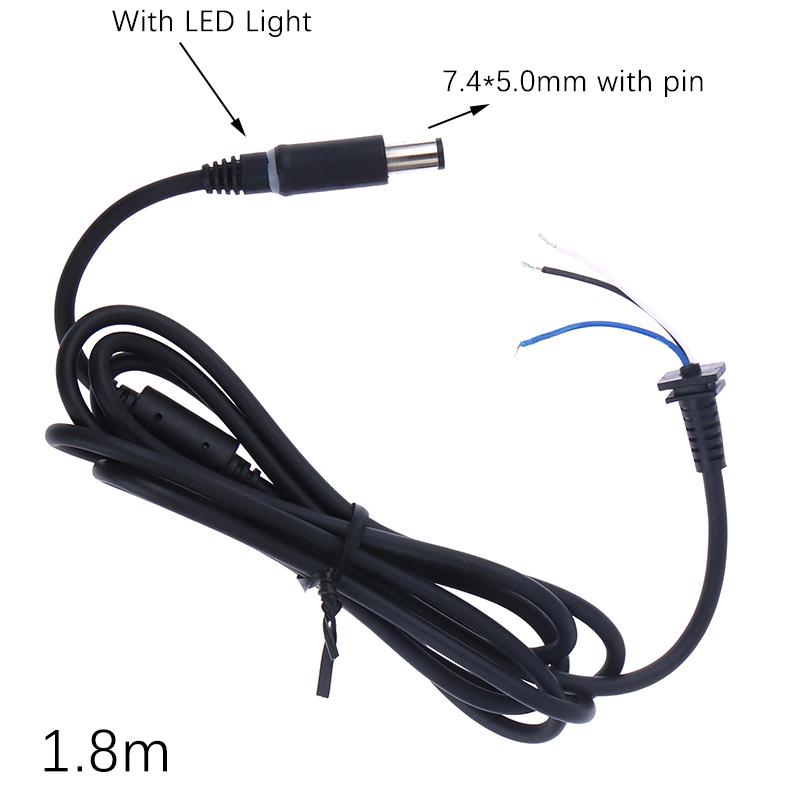 Suitable For Dell HP Laptop Charger Adapter Black Pin 7.4 X 5.0mm With Led Light 1.8M Copper DC Tip Plug Connector Cord Cable. 