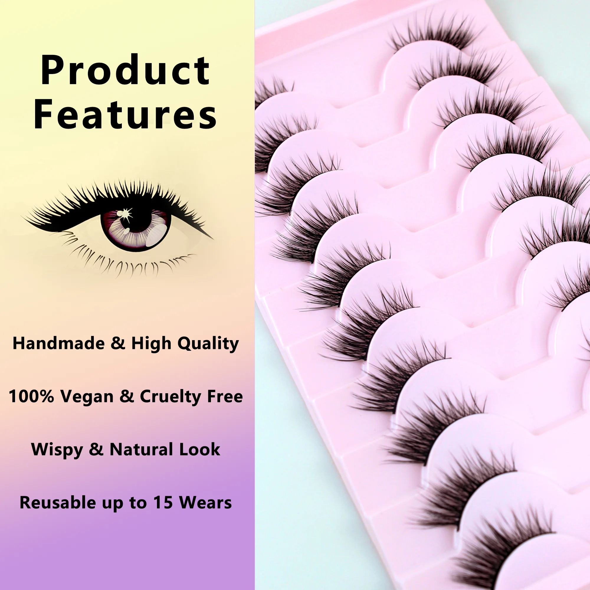 Separated False Eyelashes, 10 pairs 11mm naturally cute half-eye eyelashes, Lightweight handmade soft artificial mink eyelashes JokeT. 