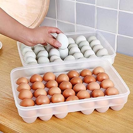 Egg Storage Box, Portable Refrigerator Eggs Box, Transparent Egg Box, Plastic Egg Case, Non Slip Eggs Container, Fresh-Keeping Eggs Rack, for Storage Carrying Packing Eggs 34 Grid. 