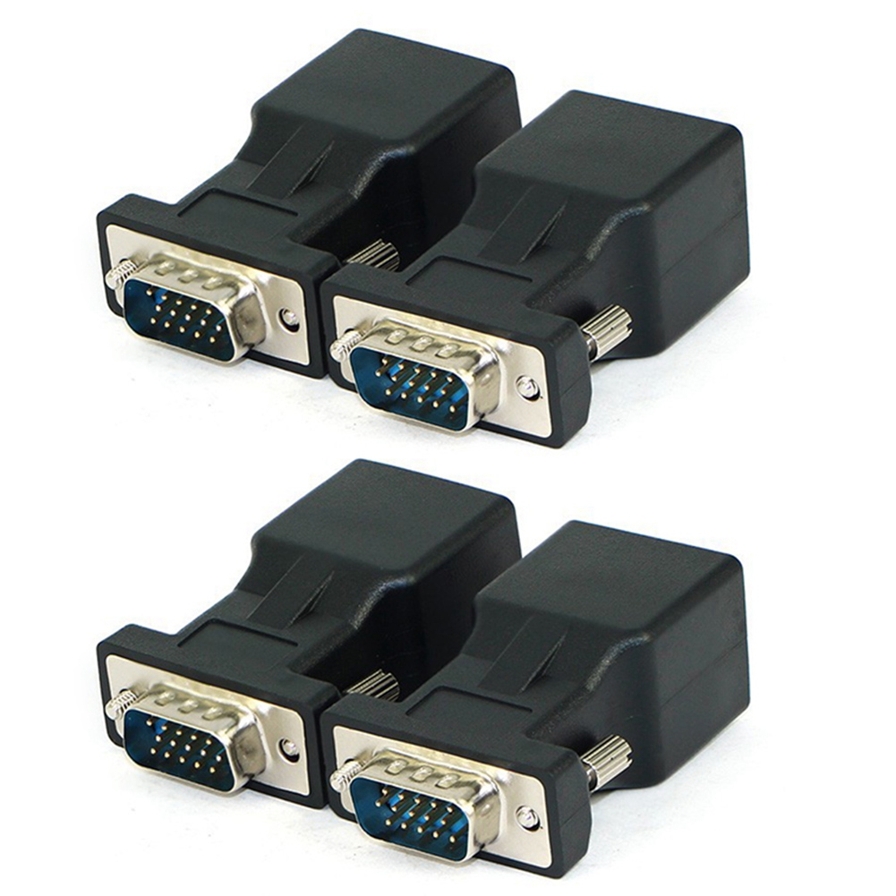 TWEXQNY 4 Pack VGA Extender Male to RJ45 CAT5 CAT6 20M Network Cable Adapter COM Port to LAN Ethernet Port Converter