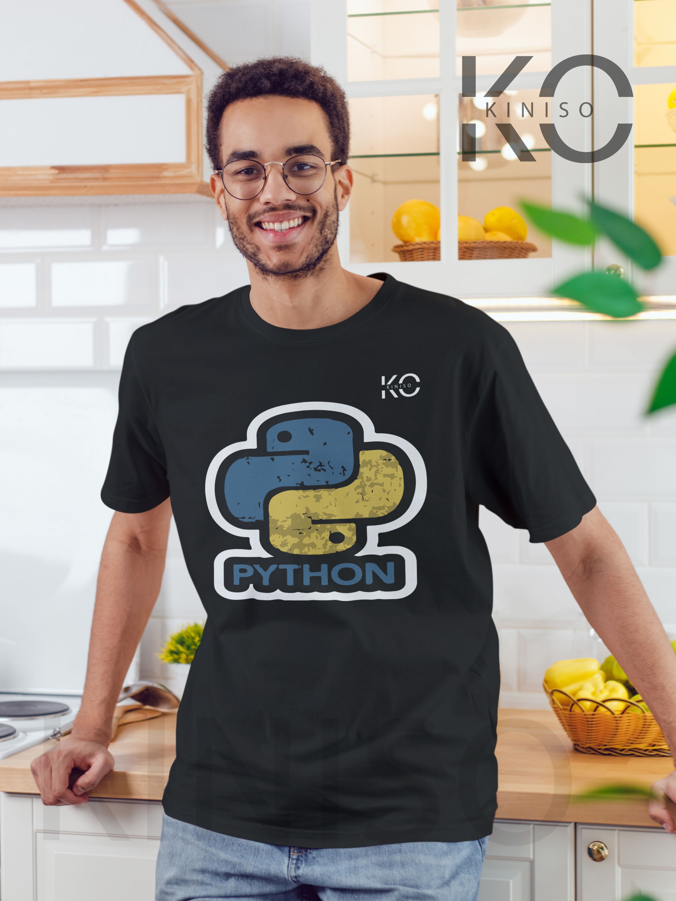 Geek Tshirt - Python logo - tech tee shirt for MALE in DHAKA by KINISO