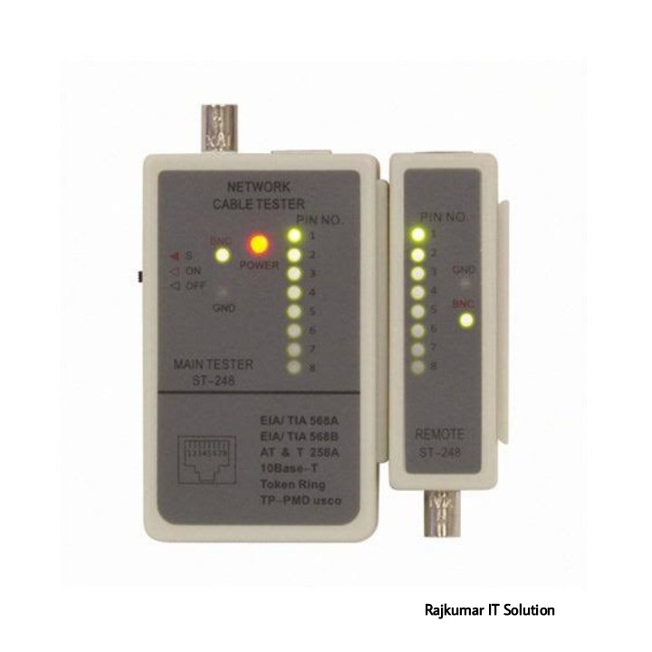 High Quality Network Cable Tester LAN UTP CAT5 CAT6 RJ45 RJ12 RJ11 BNC Coaxial CCTV Cable Tester (Model:ST-248) with 9v Battery & Cable Cutter. 