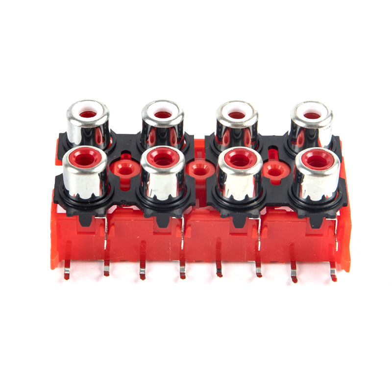 2Pcs 2P 4P 6P 8P RCA Female Audio Video Plug AV Connector Socket Connector AV2-8.4-13 Red PCB Parts Tetuo. 