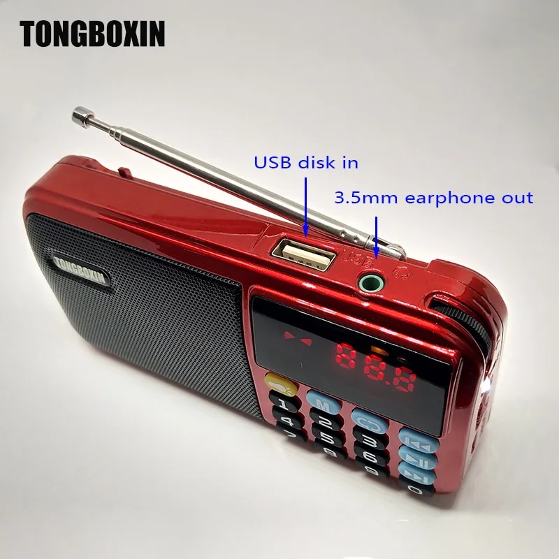 C-803 Support Two 18650 Battery Two TF Card Portable MP3 Radio Speaker Super Bass TF USB FM Player LED Torch 3.5mm Earphone Out. 