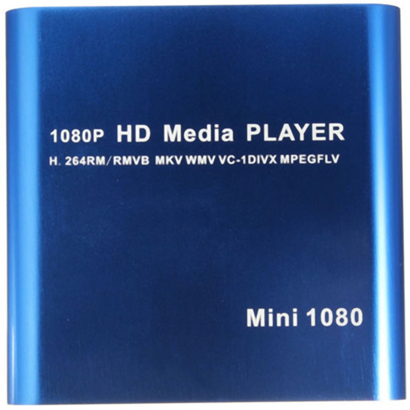 Us Plug Mini Car Hdd Media Player Adapter Hdmi Av Usb Host With Sd Mmc Card Reader Support H.264 Mkv Avi 1920x1080P 100Mpbs(Blue). 