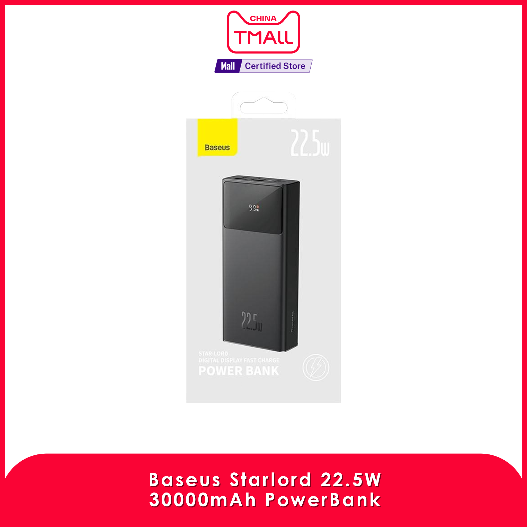Baseus Power Bank 30000mAh 22.5W Star-Lord Digital Display Fast Charge with  USB to Type-C 3A 0.3m Cable