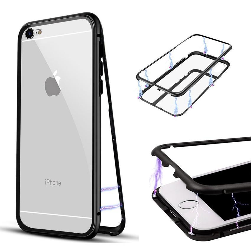 Magnetic Metal Premium Bumper Case for iPhone 6/7/7/8/8/X/Xs/Xsmax - Black. 