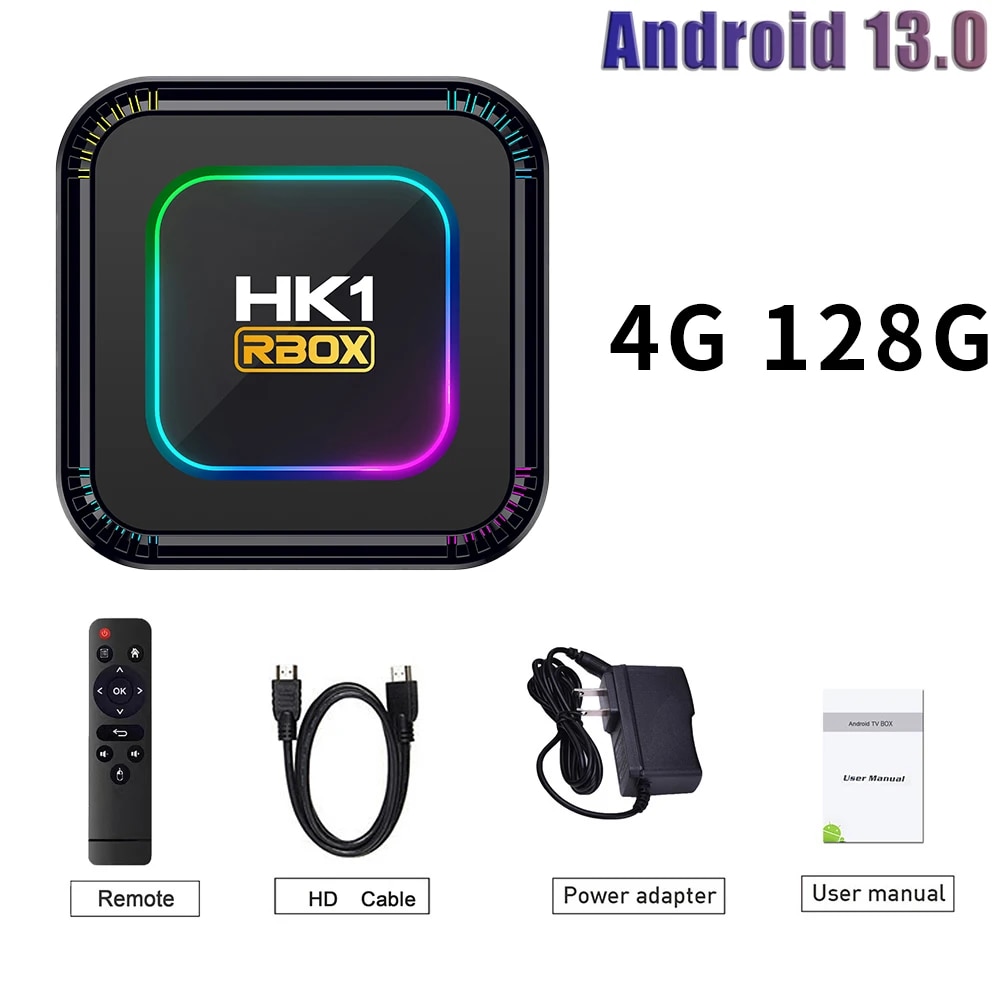LEMFO TV Box Android HK1 RBOX K8 Android 13 8K RGB Light 4GB 128GB RK3528 WiFi6 Dual Wifi Smart TV Box 2023 PK Android 12 6K. 