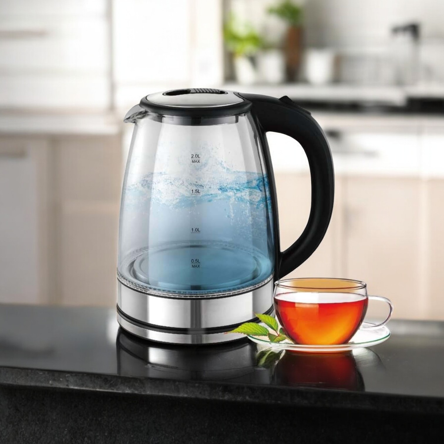 Modern Electric Smart Glass Water Kettle – Capacity, 1850-2200W, 220V,  50Hz, Fast Boil Tea Maker, Durable Glass Design, Multiple Color Options,