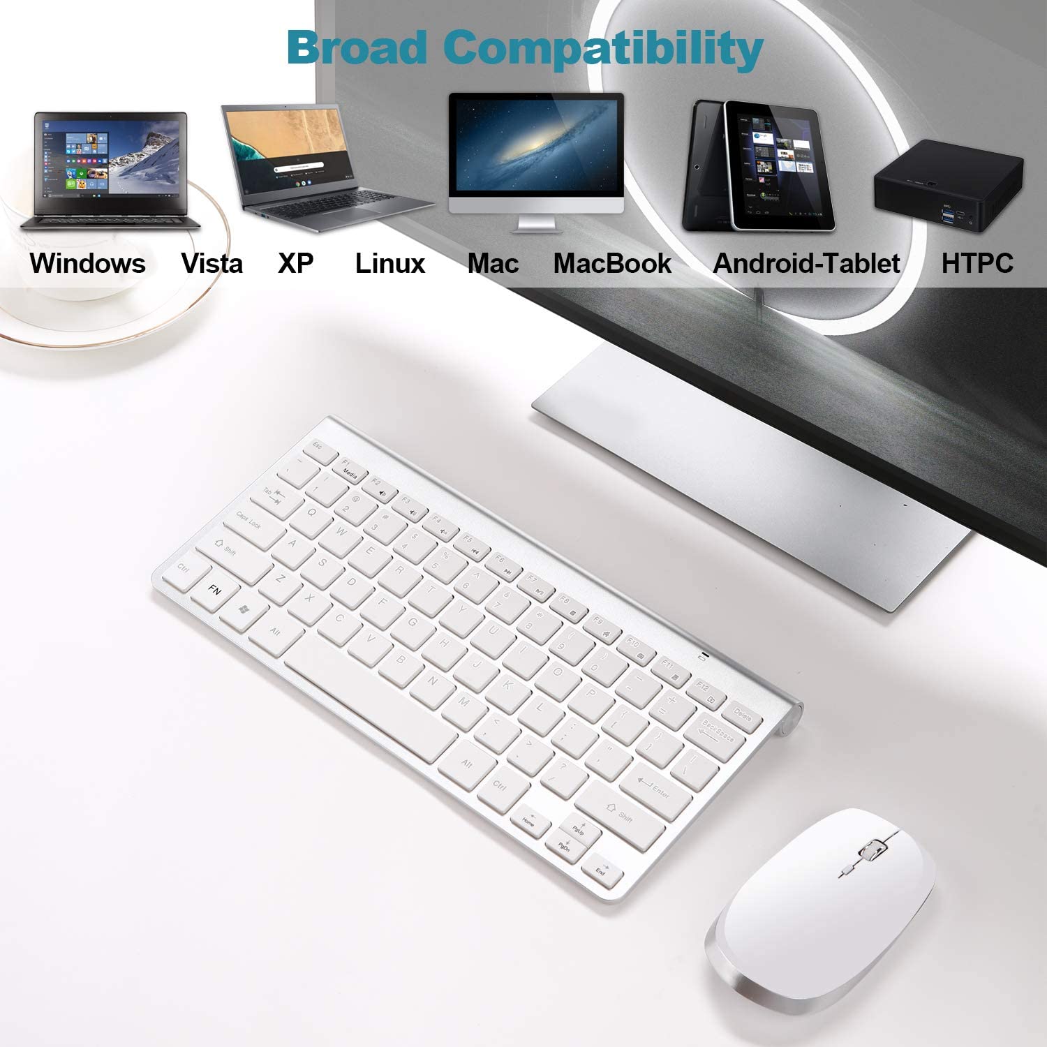 Mini Slim Wireless Keyboard & Mouse Combo - Sleek And Compact Combo Perfect For Laptop Or Desktop Pc Users Seeking Wireless Convenience. 
