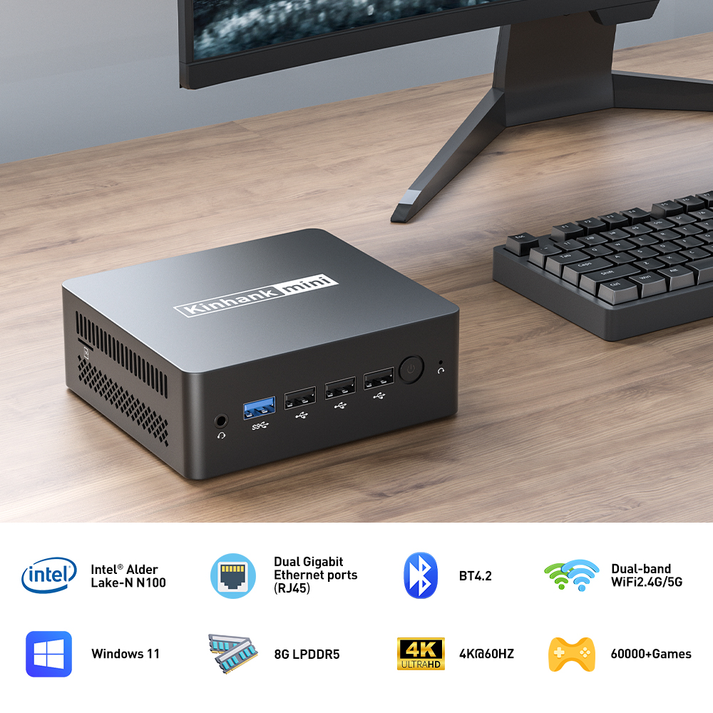 KINHANK Super Console MP100 8GB DDR5 Windows11 Video Game Console 60000+ games 70+Emulators, for SS/WII/GC/MAME/PS3/PS2/Arcade. 