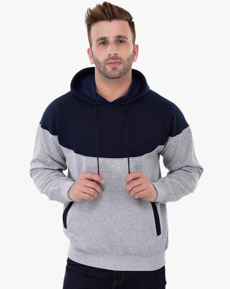 Black and Ash Cotton Hoodie For Men 