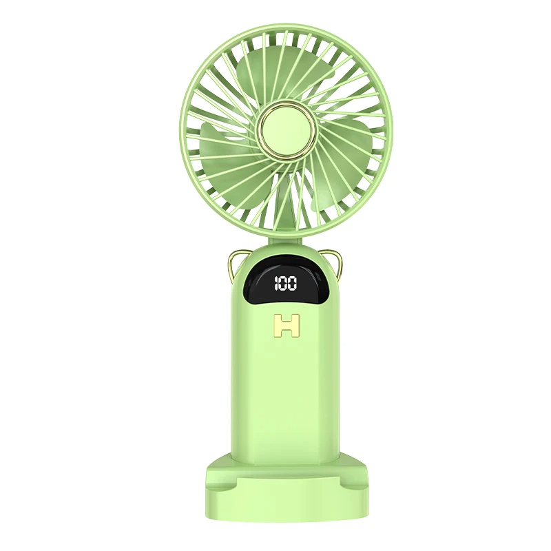 Handheld Mini Fan Foldable Portable Neck Hanging Fans 5 Speed USB Rechargeable Fan with Phone Stand and LED Digital Display Screen-Gadget Biz. 