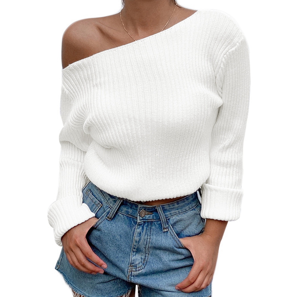 one sleeve oblique collar sweater