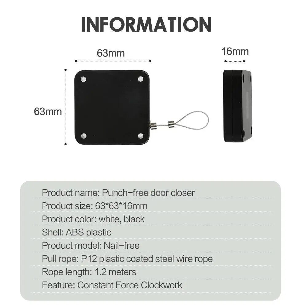 Automatic Door Closer Punch-Free Adjustable Door Closers For Sliding Glass Door Closing Device Door Spring For Doors Hardware. 