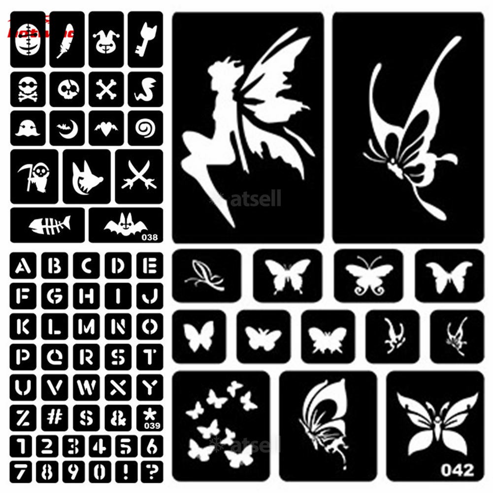 （NEW）40 Styles Hollow Henna Tattoo Stencil Template Hand Art Paste Drawing. 