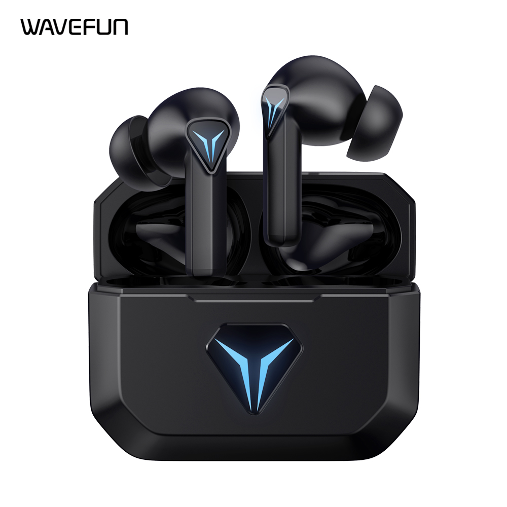 Wavefun G100 Wireless Bluetooth Gaming Earbuds TWS 45ms Low Latency Headphones RGB Light AAC Wireless Earphones Volume Control Earbuds With Dual Microphone ENC  (Black)