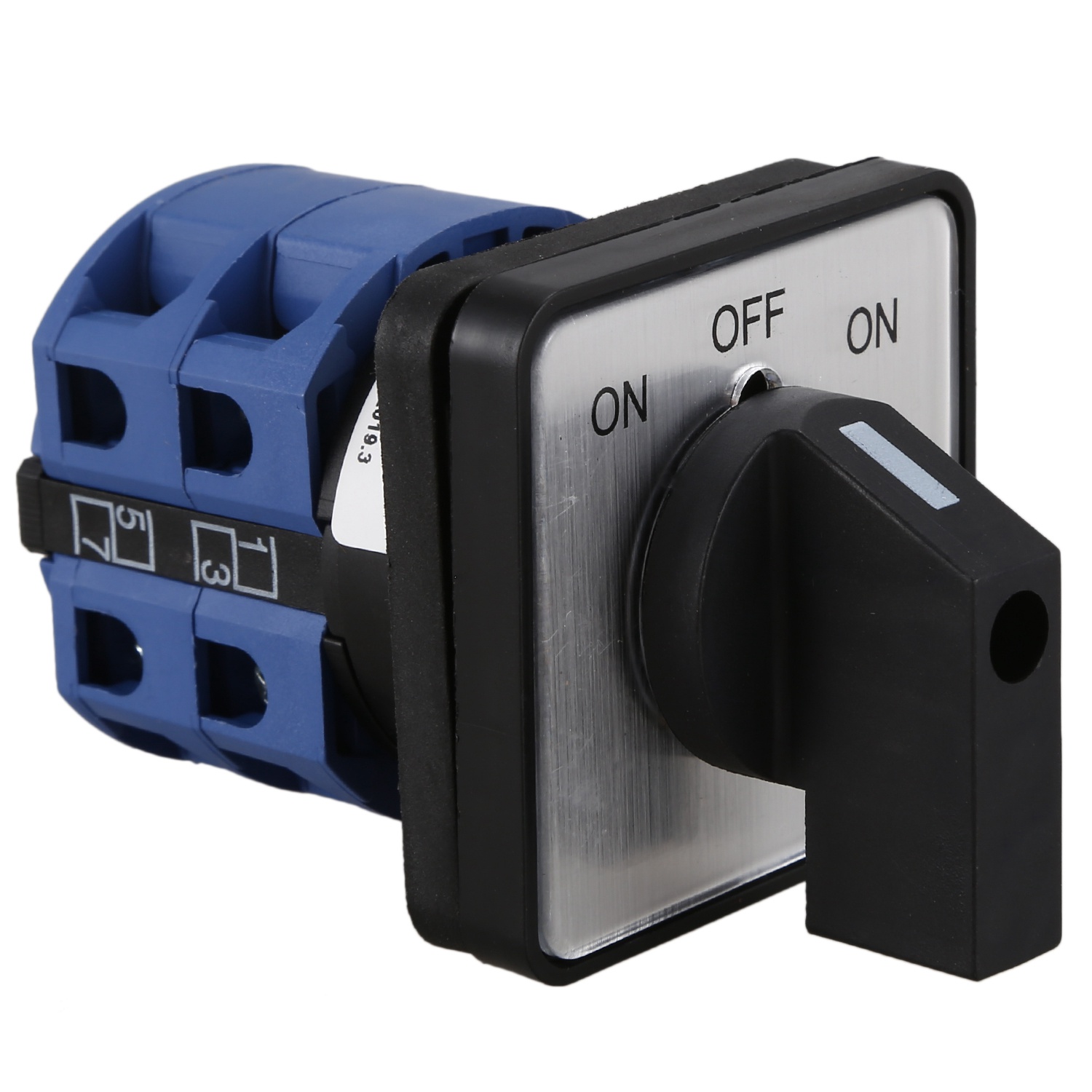 AC660V 25A 2-Pole 3-Position Momentary Plastic Rotary Changeover Switch Blue+Black. 