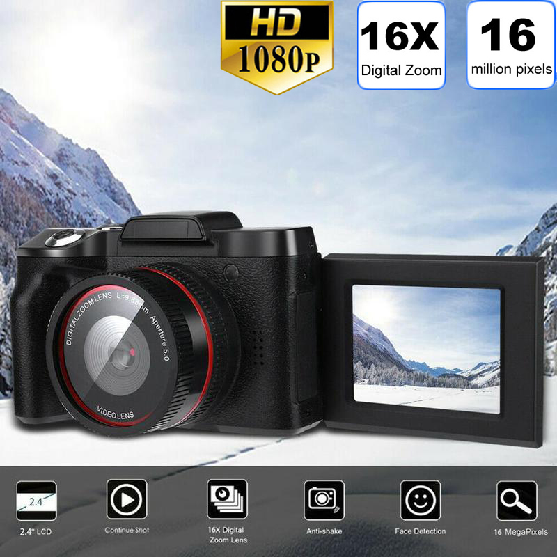Digital Full HD 16x Digital Camera Professional Video Camcorder Vlogging Camera with Retractable Flashlight for YouTube- Black. 
