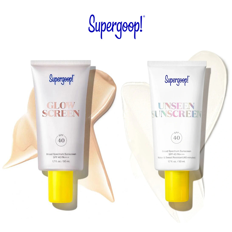 Supergoop Unseen Sunscreen SPF40 Invisible Cream Primer Glowscreen Makeup Base Broad Spectrum Face Sunscreen For All Skin Types. 