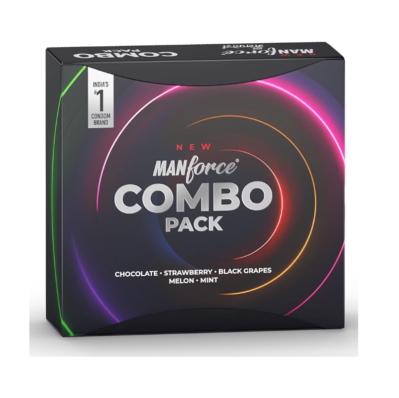 Manforce Combo Condom Pack (Chocolate, Strawberry, Black Grapes, Melon & Mint) Indian (20 Pcs) - Packet. 