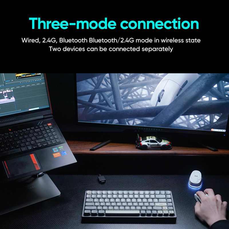 Thunderobot ML903 three-mode mouse gaming esports Wireless Bluetooth 2.4G wired 4K ultra-lightweight design PAW3395 charging. 