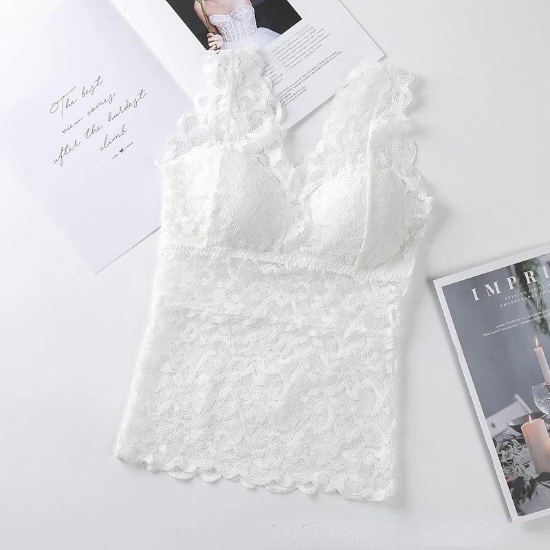 Fashion Bottoming Underwear Thin Backless Sling Hollow Out Lace V-neck Vest Top Sleeveless Bra Vest Inside Wear