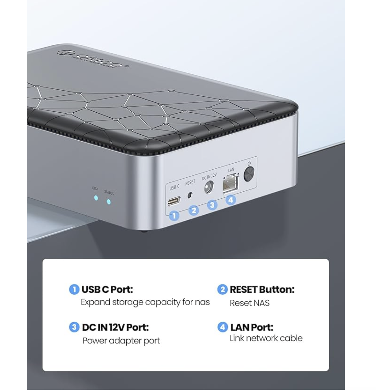 ORICO CD2510/CD3510 NAS Server For 2.5''/3.5" SATA HDD Family Cloud App Connection & VPN Access Smart Backup Wireless Remote Access to Phone/PC Magnetic Lid Connection Without Hard Disk. 