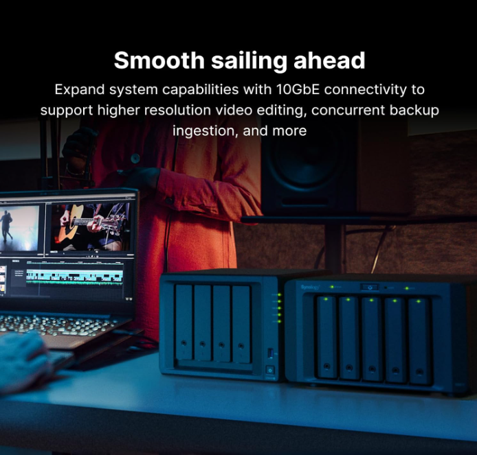 Synology Network Upgrade Module adds 1x 10GbE RJ-45 (E10G22-T1-Mini). 