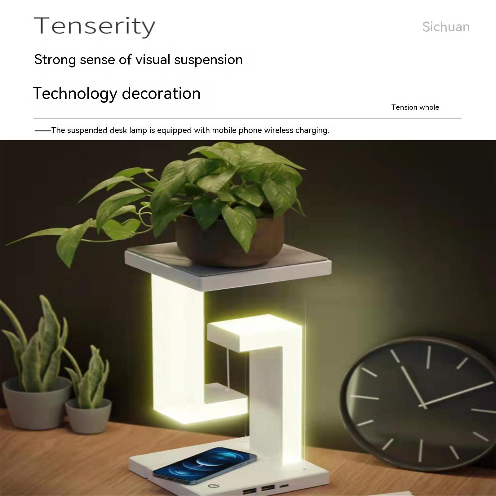 GC 4w Suspension Anti-gravity Desk Lamp 350lm 3800-3900k Adjustable Led Table Lamp With Wireless Charger. 