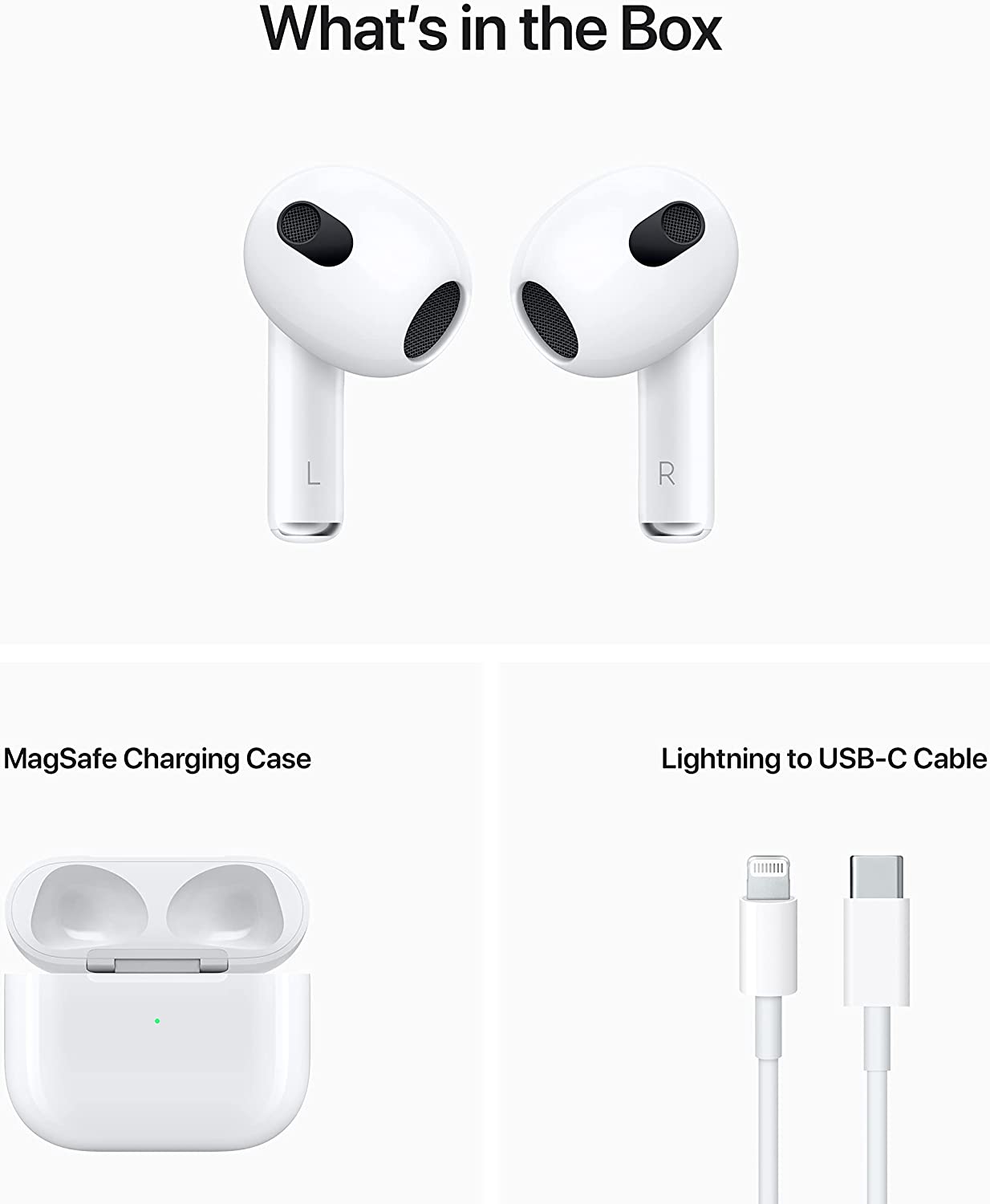 Apple AirPods 3rd Gen-Dubai Version Active Noise Cancellation Bluetooth Earbuds-Air Buds with Type C to Lightning Cable (Made in Dubai). 