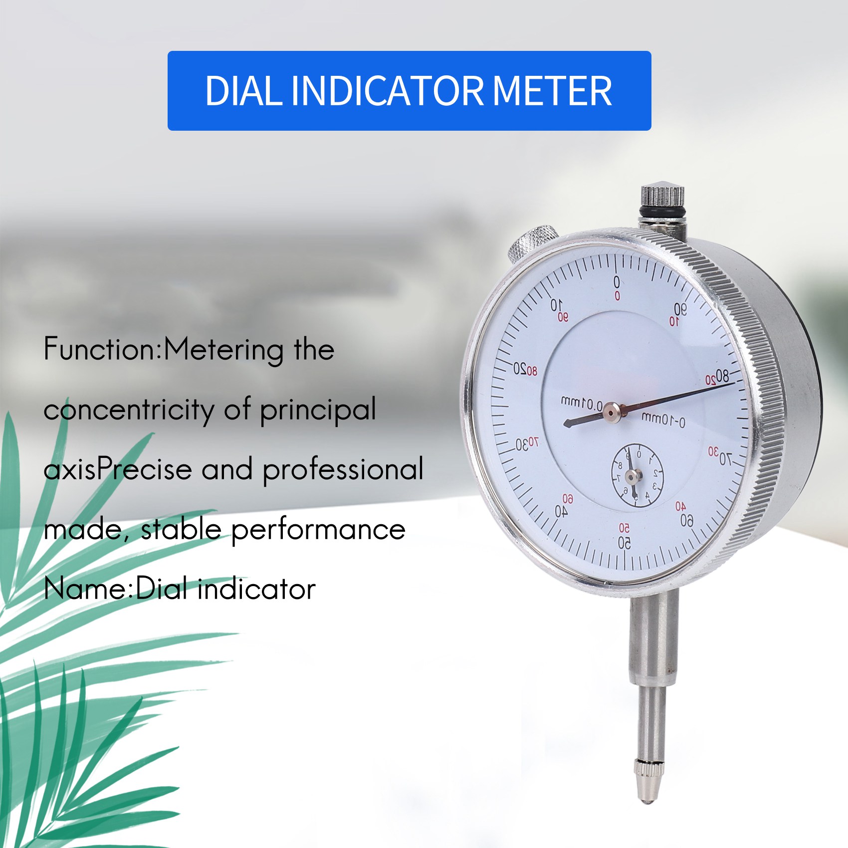 Dial Indicator Gauge 0-10mm Meter Precise 0.01 Resolution Concentricity Test. 