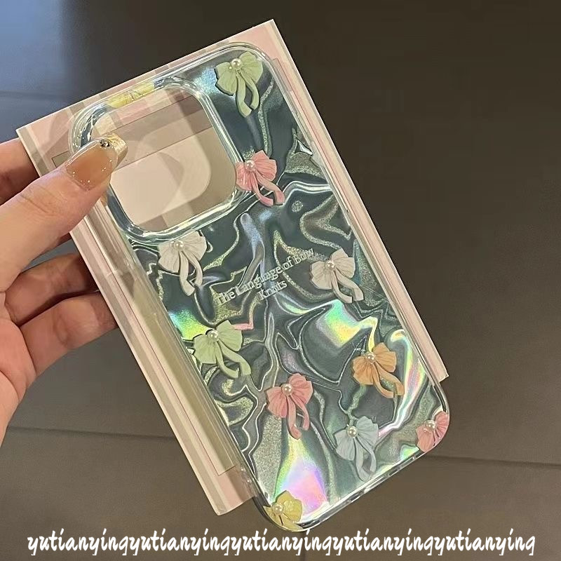 Cute Colored Bow Knot Case for Redmi 13C 13 10C A3 12 9 A1 12C 9C 9T 10 A2 10A 9A Note 13 12 11 11s 10 10s 9 8 Pro Max Poco C61 C65 X6 M3 Luxury Ripple Luster Bracelet Soft Case